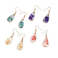 Teardrop Resin Dried Flower Wire Wrap Earrings 4 Colors view 5