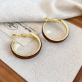 Gold Tone Hoop Earrings With Brown Velvet Wrap With Polished Metal Details view 6