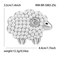 Pearl and Crystal Sheep Metal Brooch in Four Finishes view 6