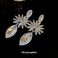Silver Tone Crystal Flower Teardrop Earrings Jewelry view 4