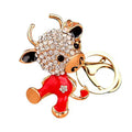 Jeweled Zodiac Calf Keychains in Pink and Red with BV Fortune and Plain Loops view 5