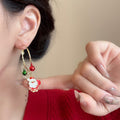 Santa And Christmas Tree Charm Hoop Earrings Matching Jewelry Pair view 3