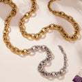 Chunky Oval Curb Chain Necklace Bracelet Gold Steel Two-Tone view 3