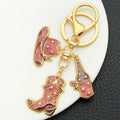 Brown Western Hat Boot Bottle and Star Metal Keychain Set view 4
