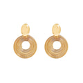Gold Tone Concentric Coil Ring Statement Dangle Earrings view 5