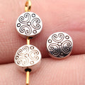 6.7x6.4x3.2mm 0.48g Antique Silver Zinc Alloy Double Sided Engraved Round Loose Metal Beads for Jewelry Making