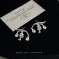 Silver Tone Branch Three Clear Teardrop Stud Earrings For Women view 3