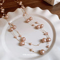 Multi Strand Floating Pearl Long Necklace Six Colors view 4