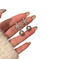 Silver Tone Snowflake and Pearl Stud Earrings Decorative Jewelry Pair view 5