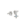 Silver Tone Crystal Star Moonstone Asymmetric Clip Earrings view 5