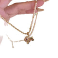 Gold Multicolor Crystal Horse Pearl Necklace Stud Earrings view 5
