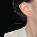 Gold Tone Mini Pearl And Aqua Stone Stud Earrings In Two Styles view 2