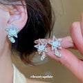 Star Cat Stud Earrings in Pink Blue and Green Enamel view 2