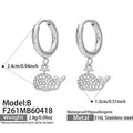 Crystal Whale Tail Drop Hoop Earrings in Three Metal Designs view 7