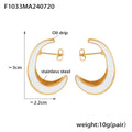 Crescent Moon Enamel Stud Earrings Gold Trim Colors view 6