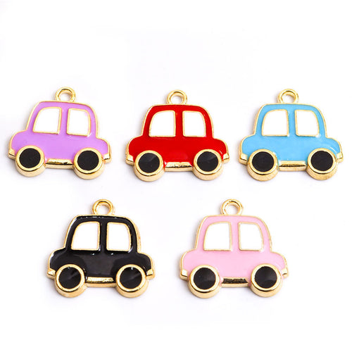 Color and design selection of cartoon cars with black wheels and glossy enamel bodies