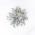 Blue Mixed Crystal Flower Brooch with Layered Pointed Petals view 4