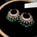 Crystal Teardrop Fringe Hoop Earrings in Two Metal Tones view 6