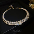 Silver Multi Layer Pearl Rhinestone Crystal Accent Choker view 4
