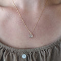 Gold Tone Clear Resin White Flower Geometric Pendant Necklace view 2