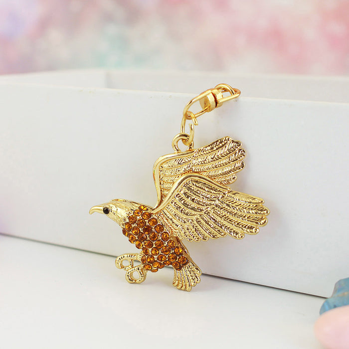 Rhinestone Eagle Keychain Zinc Alloy Bird Bag Charm