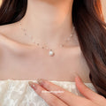 Layered Delicate Chain and Faux Pearl Pendant Necklace view 3
