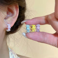 Pastel Enamel Flower Hoop Earrings in Three Colors view 1