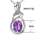 Silver Twist Oval CZ Pendant Necklace Blue Purple Yellow view 5