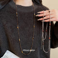 Layered Beaded Necklace in Brown and Gray Colorways view 1