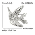 Flying Hummingbird Brooch In Gold Or Silver Tone With Polished Metal Detail view 7