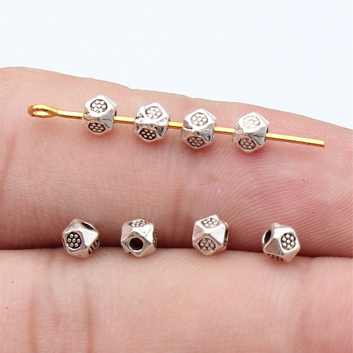 3.6x3.6x3.5mm 0.17g Antique Silver Zinc Alloy Patterned Small Hole Beads for Bracelet Necklace Jewelry Making