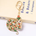 Rhinestone Coin Motif Snake Metal Keychain Gold Tone view 7