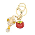 Persimmon Enamel Keychain Gold Tone Lucky Fruit Bag Charm view 5