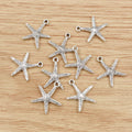 Textured Starfish Metal Charms in Antique Silver Tone view 3