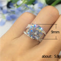 Oversized Round Clear Solitaire Double-Rail Ring Silver Tone view 5