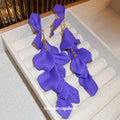 Colorful Fabric Petal Cascade Drop Earrings Fashion Jewelry view 4