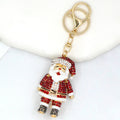 Rhinestone Santa Claus Keychain Gold Tone Bag Charm view 6