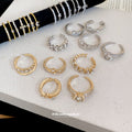 Gold and Silver Tone Crystal Ring Assortment in Four Sets view 2