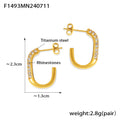 C-Shape Rhinestone Stud Hoops Gold And Steel Tones view 6