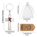 Silver Outline Cross and Red Rose Keychain and Attached Hardware view 3