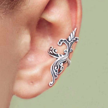 Gold Silver Floral Scroll Wave Ear Cuff Clip Earrings