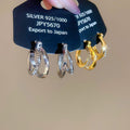 Gold Tone Double Row Crystal Huggie Hoop Earrings Jewelry view 2