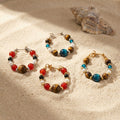 Tiger Eye and Color Stone Hoop Earrings in Four Variants view 2