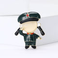Cat Eye Face Cartoon Girl Brooch Green Uniform Salute view 4