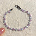 Pink Clear Square Crystal Tennis Bracelet Gold Silver view 7