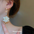 Flower Cluster and Pearl Hook Drop Earrings Fashion Jewelry view 3