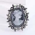 Cameo Rose Frame Brooch With Polished Metal And Sculpted Decorative Details view 3