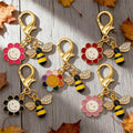 Enamel Bee Flower Smile Keychain Gold Clasp Five Colors view 3
