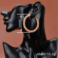 Pave Crystal Large Hoop Earrings Multi Tone Metal Options view 4