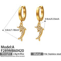 316L Stainless Dolphin Zircon Huggie Drop Earrings Gold Steel view 8